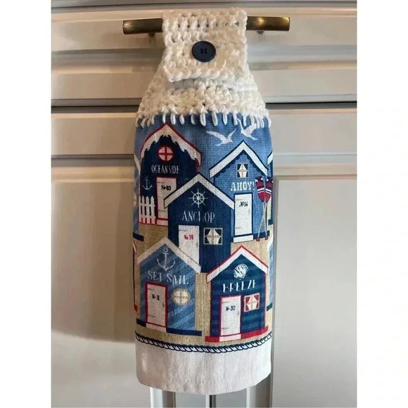 Crochet Top Kitchen Towel- Seaside - Picture 1 of 3
